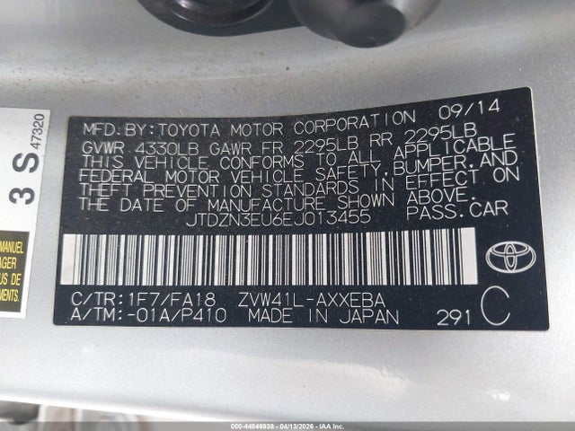 JTDZN3EU6EJ013455 Toyota Prius V Three