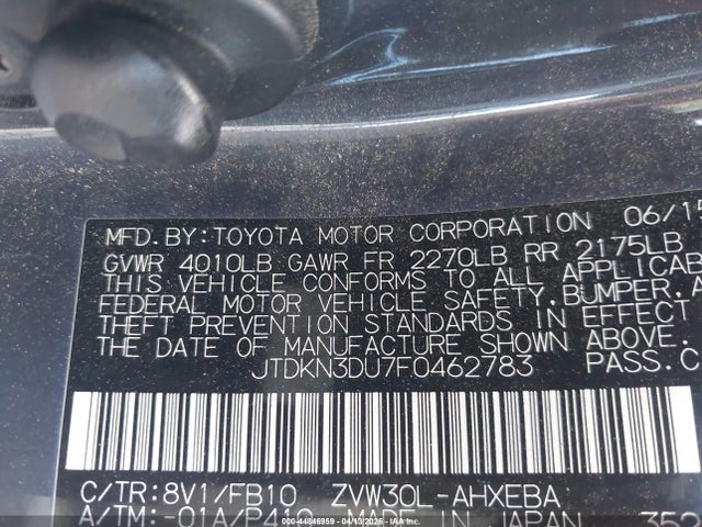 Продаж на аукціоні авто 2015 Toyota Prius Two, vin: JTDKN3DU7F0462783, номер лоту: 44846959