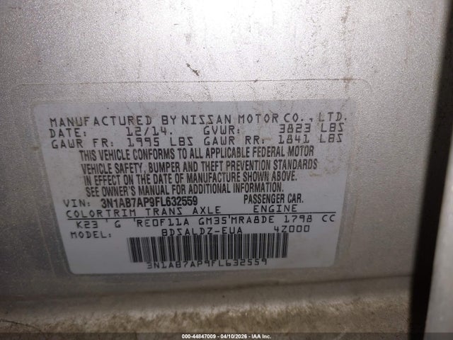 3N1AB7AP9FL632559 Nissan Sentra Fe+ S/s/sl/sr/sv