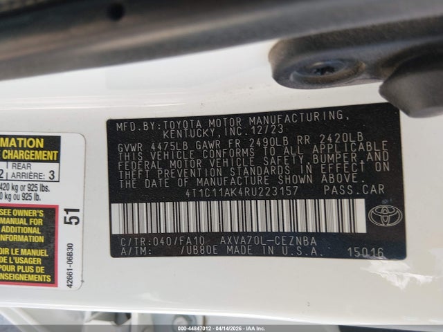 Toyota CAMRY LE 2024 4T1C11AK4RU223157 Image 9