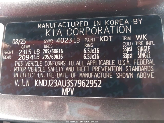 KNDJ23AU3S7962952 KIA SOUL LX