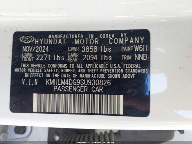 2025 Hyundai Elantra Sel Sport მანქანა იყიდება აუქციონზე, vin: KMHLM4DG9SU930826, აუქციონის ნომერი: 44847032