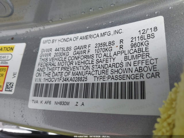 1HGCV1F34KA028825 Honda Accord Sport