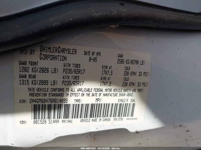 2006 CHRYSLER PACIFICA 2A4GM68476R614095 Photo 8