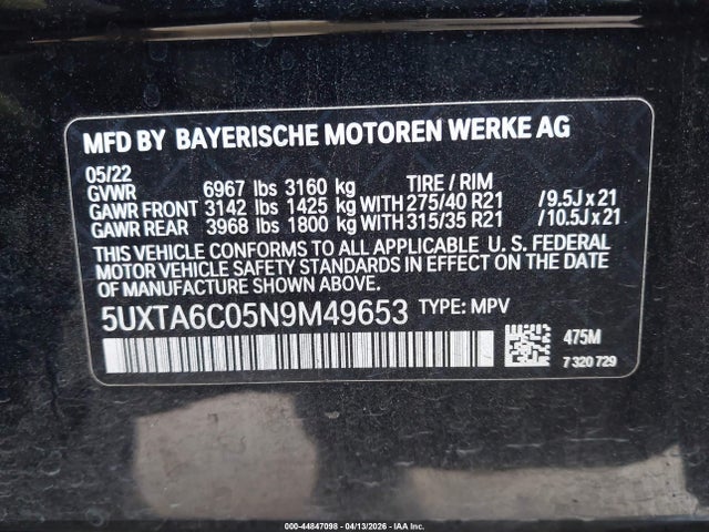 BMW X5 Phev Xdrive45e 2022 5UXTA6C05N9M49653 Image 9