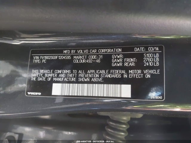 YV1902SG9F1204595 Volvo V60 T6 R-design