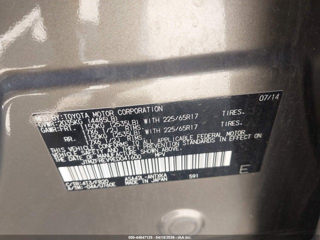 Toyota RAV4 LE 2014 JTMZFREV9ED041600 Image 9