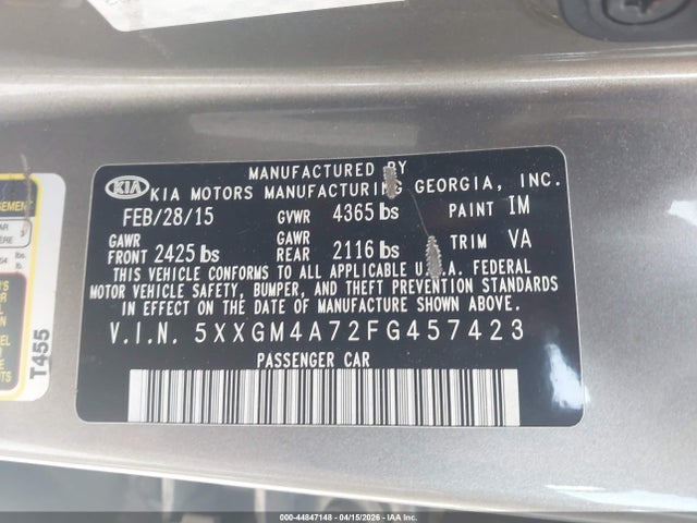Продажа на аукционе авто 2015 Kia Optima Lx, vin: 5XXGM4A72FG457423, номер лота: 44847148