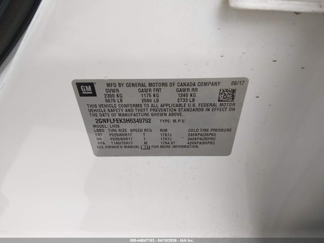 2017 CHEVROLET EQUINOX 2GNFLFEK3H6349792 Photo 8