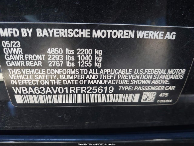 Продаж на аукціоні авто 2024 Bmw 430i Gran Coupe, vin: WBA63AV01RFR25619, номер лоту: 44847214