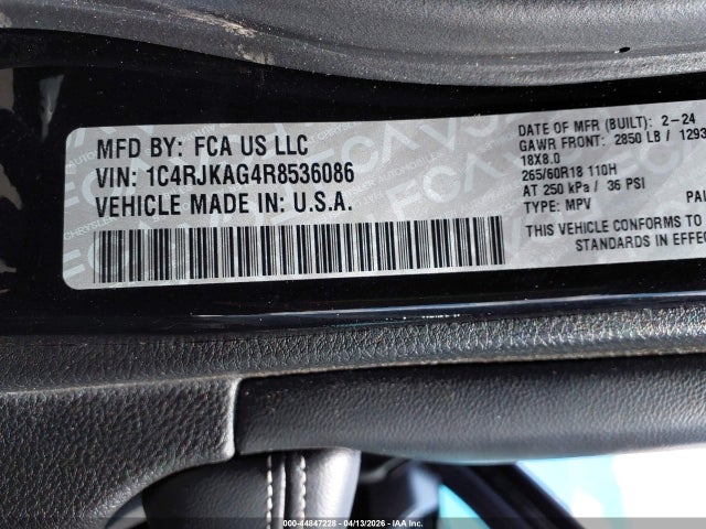 Продажа на аукционе авто 2024 Jeep Grand Cherokee L Altitude 4x4, vin: 1C4RJKAG4R8536086, номер лота: 44847228