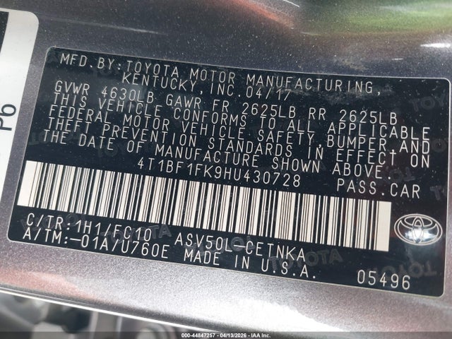 Toyota CAMRY LE 2017 4T1BF1FK9HU430728 Image 9