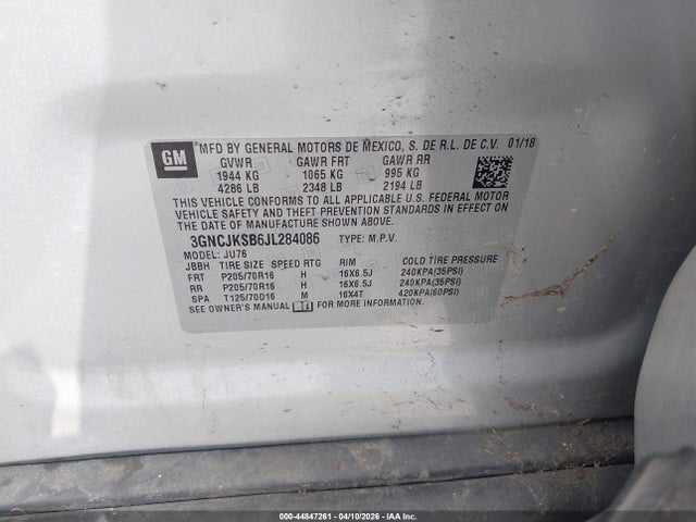 Chevrolet TRAX LS 2018 3GNCJKSB6JL284086 Image 9