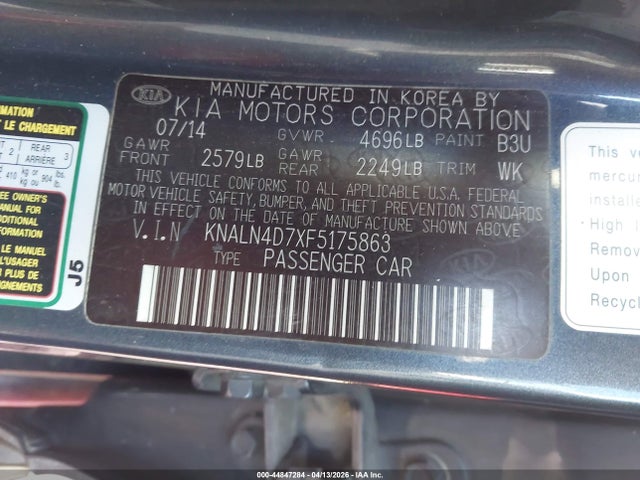 Aukcja sprzedaży 2015 Kia Cadenza Premium, vin: KNALN4D7XF5175863, numer aukcji: 44847284