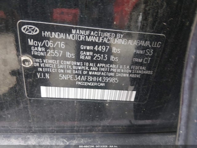 2017 HYUNDAI SONATA 5NPE34AF8HH439985 Photo 8