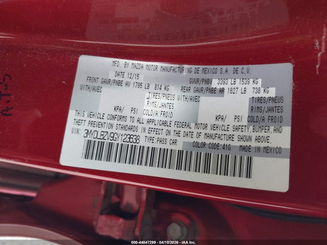 3MYDLBZV9GY123638 Scion IA