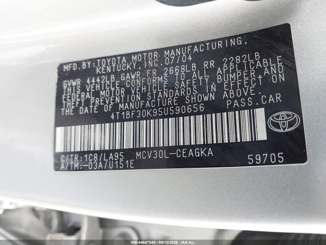 Aukcja sprzedaży 2005 Toyota Camry Xle V6, vin: 4T1BF30K95U590656, numer aukcji: 44847340