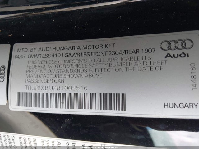 2008 AUDI TT TRURD38J281002516 Photo 8