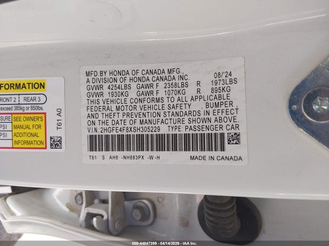 2HGFE4F8XSH305229 Honda Civic Hybrid Sport/sport Touring