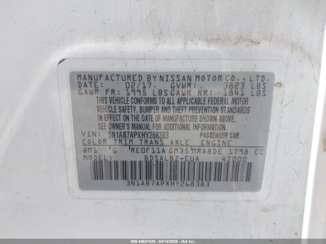 3N1AB7APXHY268383 Nissan SENTRA S