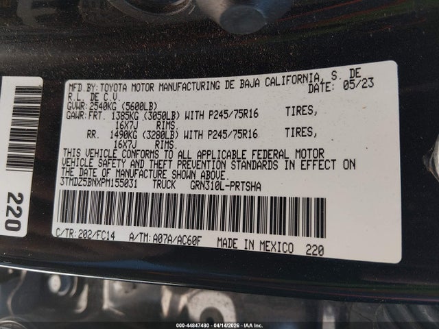 3TMDZ5BNXPM155031 Toyota Tacoma Sr5 V6