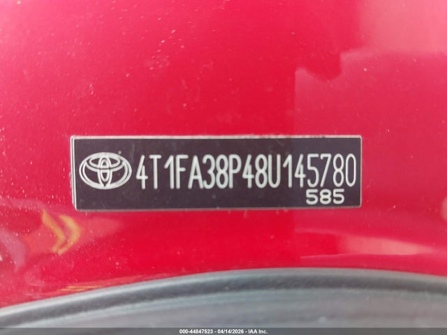 2008 Toyota Camry Solara Sle მანქანა იყიდება აუქციონზე, vin: 4T1FA38P48U145780, აუქციონის ნომერი: 44847523