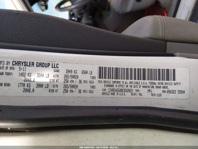 Продажа на аукционе авто 2011 Dodge Durango Crew, vin: 1D4RD4GG0BC652823, номер лота: 44847524