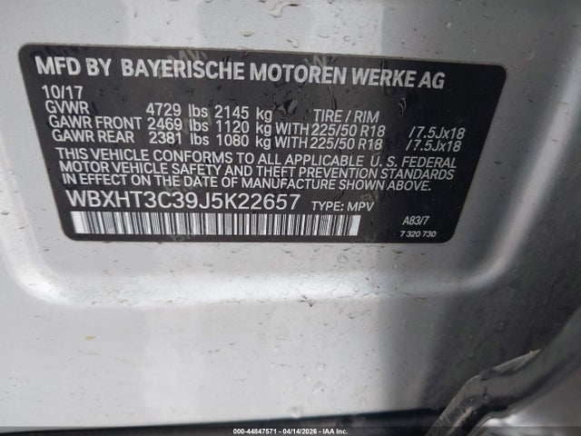 2018 Bmw X1 Xdrive28i მანქანა იყიდება აუქციონზე, vin: WBXHT3C39J5K22657, აუქციონის ნომერი: 44847571