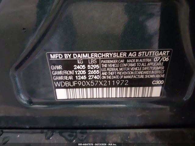 44847576 :رقم المزاد ، WDBUF90X57X211972 vin ، 2007 Mercedes-benz E 550 4matic مزاد بيع