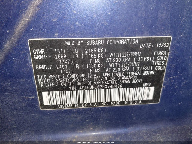 Продаж на аукціоні авто 2024 Subaru Crosstrek Wilderness, vin: 4S4GUHU62R3748496, номер лоту: 44847587