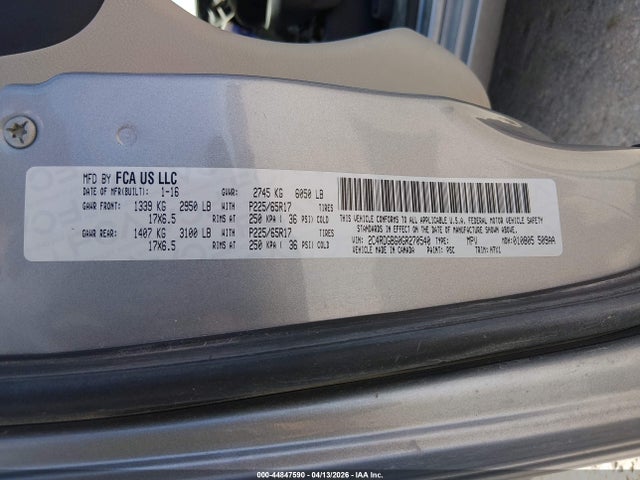 Продажа на аукционе авто 2016 Dodge Grand Caravan Se, vin: 2C4RDGBG0GR270540, номер лота: 44847590