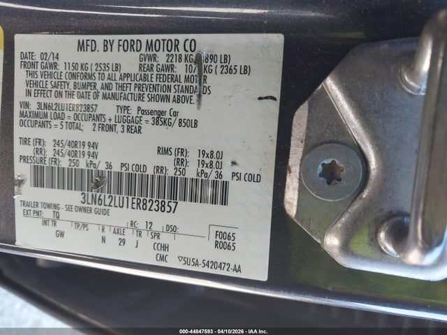 44847593 :رقم المزاد ، 3LN6L2LU1ER823857 vin ، 2014 Lincoln Mkz Hybrid مزاد بيع