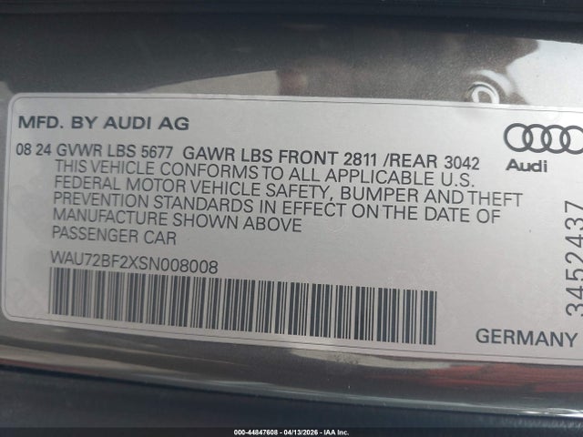 Продажа на аукционе авто 2025 Audi A6 Allroad Premium Plus 55 Tfsi Quattro S Tronic, vin: WAU72BF2XSN008008, номер лота: 44847608
