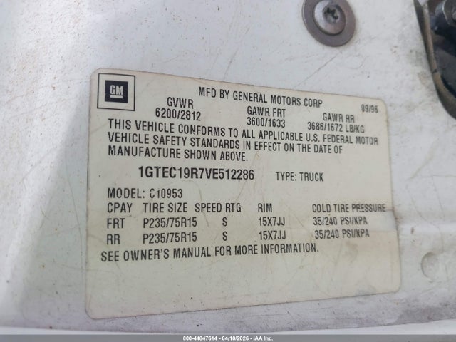 Продажа на аукционе авто 1997 Gmc Sierra 1500 Sl Wideside, vin: 1GTEC19R7VE512286, номер лота: 44847614