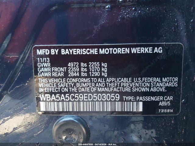 2014 Bmw 528i მანქანა იყიდება აუქციონზე, vin: WBA5A5C59ED503059, აუქციონის ნომერი: 44847658