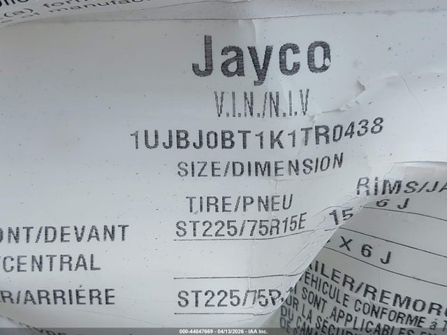 1UJBJ0BT1K1TR0438 Jayco Jfl184bh