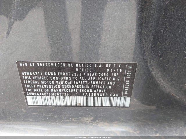 Aukcja sprzedaży 2015 Volkswagen Golf Tdi Se 4-door, vin: 3VWRA7AU1FM063738, numer aukcji: 44847712