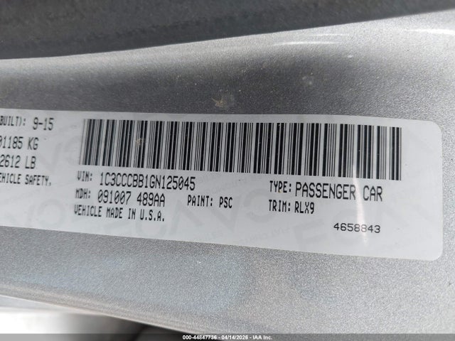 Продажа на аукционе авто 2016 Chrysler 200 S, vin: 1C3CCCBB1GN125045, номер лота: 44847736