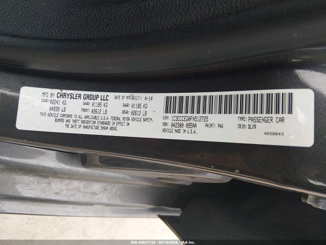 Aukcja sprzedaży 2015 Chrysler 200 C, vin: 1C3CCCEG0FN512725, numer aukcji: 44847738