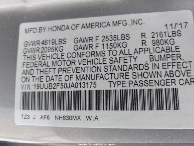 Продаж на аукціоні авто 2018 Acura Tlx Tech Pkg, vin: 19UUB2F50JA013175, номер лоту: 44847751
