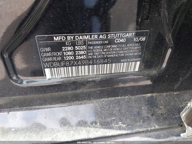 Продаж на аукціоні авто 2009 Mercedes-benz E 350 4matic, vin: WDBUF87X49B416845, номер лоту: 44847761
