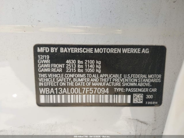 Aukcja sprzedaży 2020 Bmw M235i Gran Coupe Xdrive, vin: WBA13AL00L7F57094, numer aukcji: 44847766