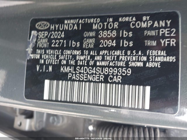 Aukcja sprzedaży 2025 Hyundai Elantra Sel Convenience, vin: KMHLS4DG4SU899359, numer aukcji: 44847775