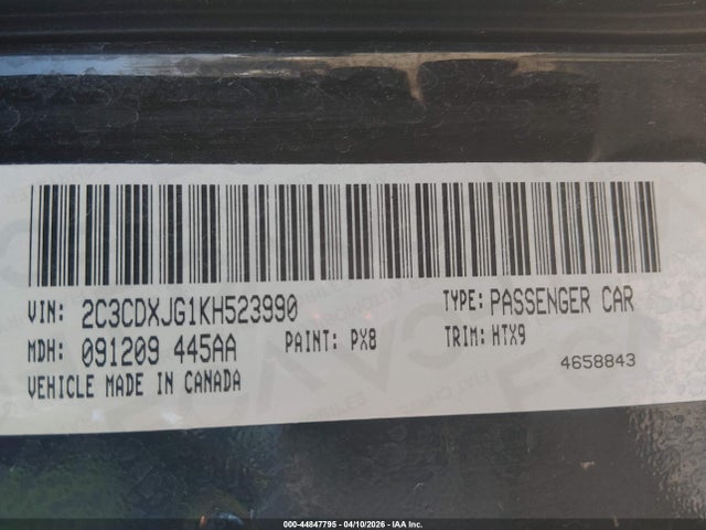 Продажа на аукционе авто 2019 Dodge Charger Sxt Awd, vin: 2C3CDXJG1KH523990, номер лота: 44847795