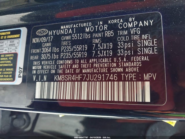 2018 HYUNDAI SANTA FE KM8SR4HF7JU291746 Photo 8