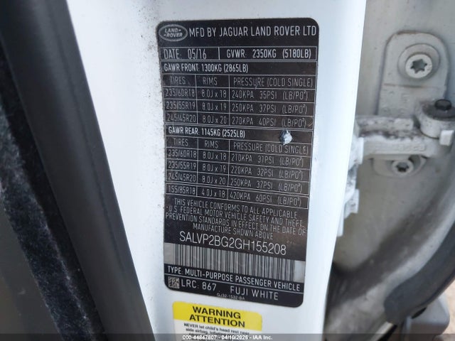 2016 LAND ROVER RANGE ROVER EVOQUE SALVP2BG2GH155208 Photo 8