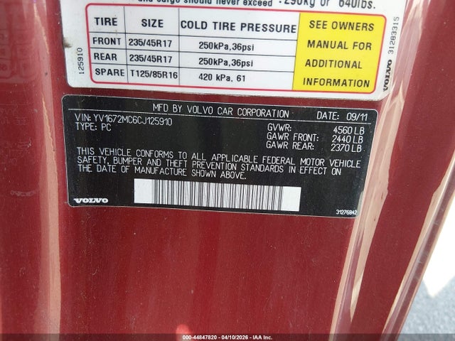 2012 VOLVO C70 YV1672MC6CJ125910 Photo 8