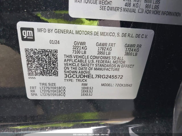 44847824 :رقم المزاد ، 3GCUDHEL7RG245572 vin ، 2024 Chevrolet Silverado 1500 4wd  Short Bed Zr2 مزاد بيع