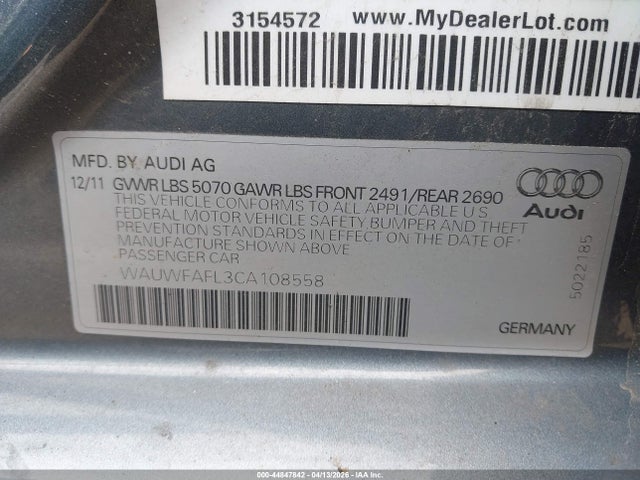 2012 AUDI A4 WAUWFAFL3CA108558 Photo 8