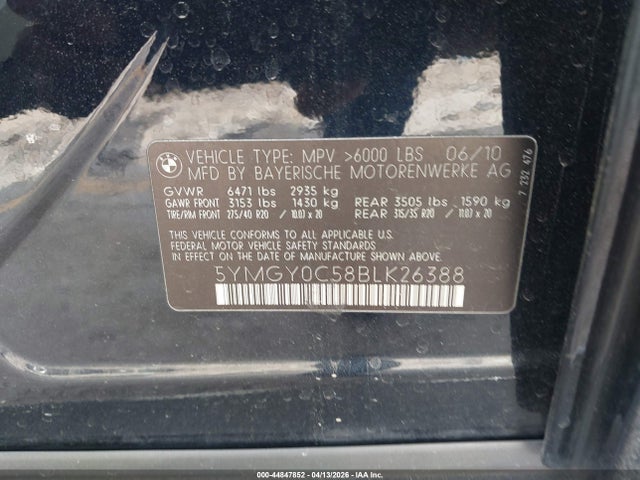 Продаж на аукціоні авто 2011 Bmw X5 M, vin: 5YMGY0C58BLK26388, номер лоту: 44847852